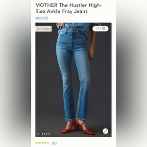 MOTHER The Hustler High-Rise Ankle Fray Jeans in Layover. Great condition!!